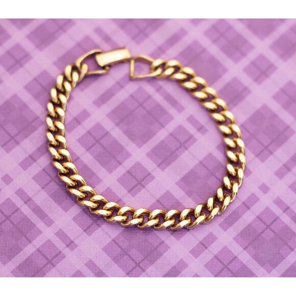 Vintage Curb Chain Style Gold Tone Bracelet 7 1/2 inch by Avon - V9 - Picture 1 of 3